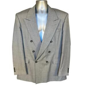 Haggar Men’s 42R Classic Fit Double-Breasted Gray Blazer Sport Coat